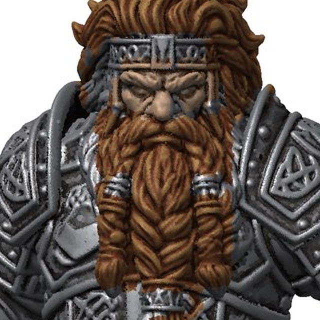 Close-up of Darvin's face, headband and braided beard